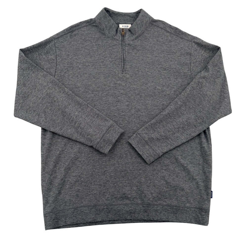 ROWM Mens XXL Charcoal Gray Heather Quarter Zip Pullover Mock Neck Sweater Warm